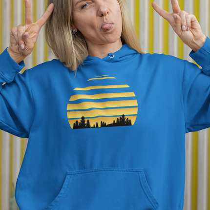 Sunset Camping Hoodie, Nature Lover Pullover, Outdoor Adventure Sweatshirt, Mountain Expedition Jumper, Wilderness Sunset Sweater