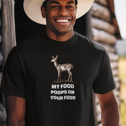 Deer Hunting Unisex Tee, Funny Food Poop Shirt, Hunting Gift, Outdoor Apparel, Wildlife Lover Gift