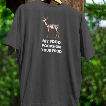 Deer Hunting Unisex Tee, Funny Food Poop Shirt, Hunting Gift, Outdoor Apparel, Wildlife Lover Gift