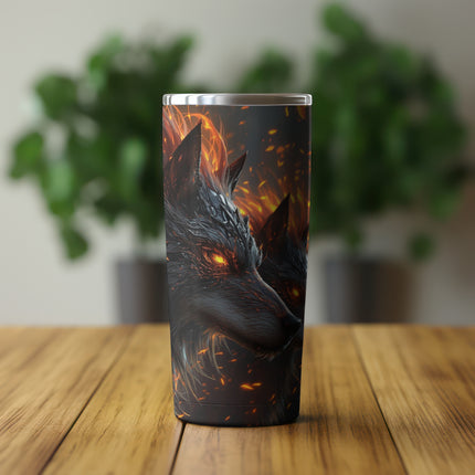 Fire Wolves 20 oz Tumbler, Insulated Cup, Wolf Lover Gift, Stainless Steel Bottle, Animal Print Mug, Wildlife Design, Nature Gift