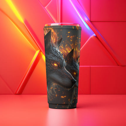 Fire Wolves 20 oz Tumbler, Insulated Cup, Wolf Lover Gift, Stainless Steel Bottle, Animal Print Mug, Wildlife Design, Nature Gift