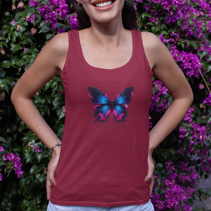 Watercolor Butterfly Racerback Tank Top, Summer Tank, Women's Sleeveless Shirt, Floral Print Tee, Boho Chic Top, Butterfly Lover Gift