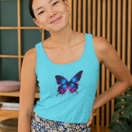 Watercolor Butterfly Racerback Tank Top, Summer Tank, Women's Sleeveless Shirt, Floral Print Tee, Boho Chic Top, Butterfly Lover Gift