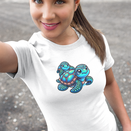 Sea Turtle Tee, Women's Ocean Graphic T-Shirt, Beach Animal Lover Gift, Coastal Theme Top, Marine Life Shirt, Summer Tee for Her
