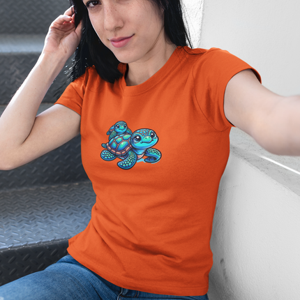 Sea Turtle Tee, Women's Ocean Graphic T-Shirt, Beach Animal Lover Gift, Coastal Theme Top, Marine Life Shirt, Summer Tee for Her