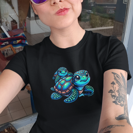 Sea Turtle Tee, Women's Ocean Graphic T-Shirt, Beach Animal Lover Gift, Coastal Theme Top, Marine Life Shirt, Summer Tee for Her