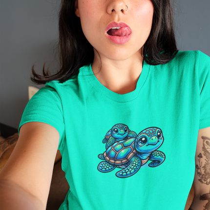 Sea Turtle Tee, Women's Ocean Graphic T-Shirt, Beach Animal Lover Gift, Coastal Theme Top, Marine Life Shirt, Summer Tee for Her