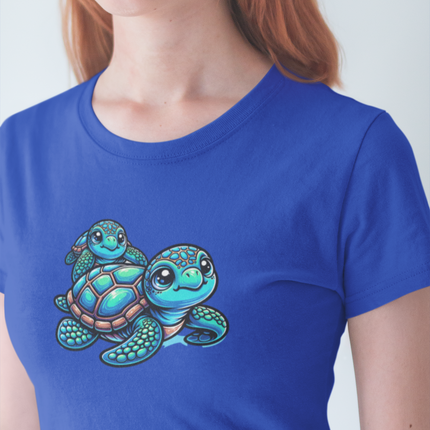 Sea Turtle Tee, Women's Ocean Graphic T-Shirt, Beach Animal Lover Gift, Coastal Theme Top, Marine Life Shirt, Summer Tee for Her