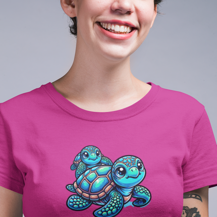 Sea Turtle Tee, Women's Ocean Graphic T-Shirt, Beach Animal Lover Gift, Coastal Theme Top, Marine Life Shirt, Summer Tee for Her