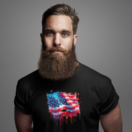 American Flag Graffiti Tee - Unisex T-shirt, Patriotic USA Shirt, Red White Blue Tee, Independence Day Top, Fourth of July Apparel