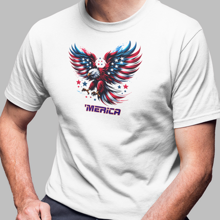 Merica Eagle Unisex T-shirt, American Patriot Tee, 4th of July Shirt, Independence Day Top, USA Flag Apparel, USA, Gift for Him