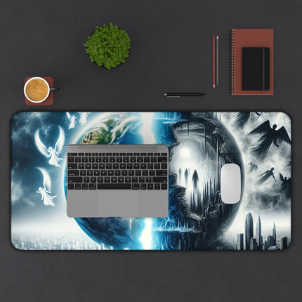 Heaven and Hell Earth Desk Mat, Galaxy Mouse Pad, Outer Space Desk Accessories, Astronomy Office Decor, Celestial Computer Mat
