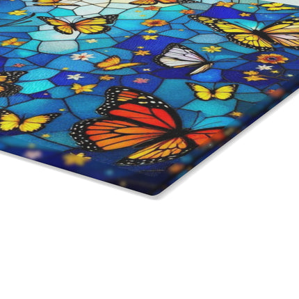 Butterfly Glass Cutting Board, Stained Glass Effect Kitchen Decor, Unique Cheese Board, Serving Tray, Housewarming Gift, Hostess Gift
