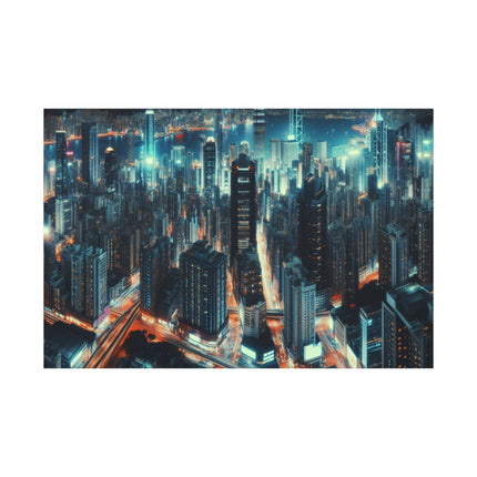 Canvas Wall Art, Night Harbor Cityscape Matte Stretched, Home Decor Print, Large Painting, Coastal City Wall Art, Gift