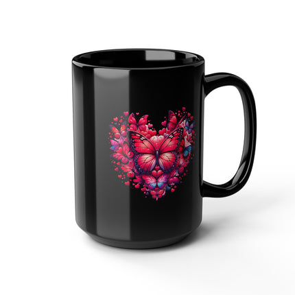 Butterfly Mug, 15oz - Heart Shaped Design, Gift for Her, Coffee Lover Gift, Unique Gift, Butterfly Teacup,