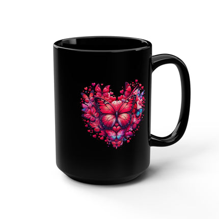 Butterfly Mug, 15oz - Heart Shaped Design, Gift for Her, Coffee Lover Gift, Unique Gift, Butterfly Teacup,