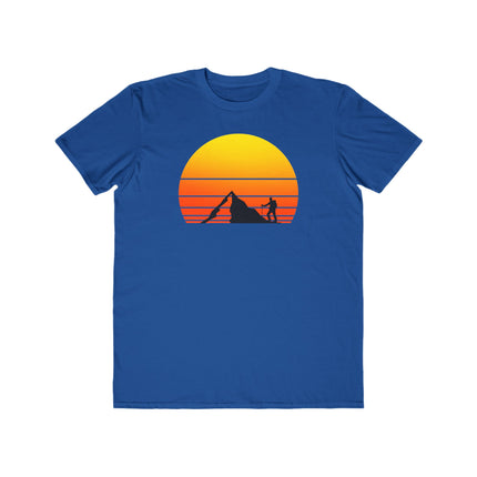Hiking Tee, Mountain Sunset Graphic T-Shirt, Outdoor Adventure Shirt, Men's Nature Top, Lightweight Summer Tee, Mountain Climber T-Shirt