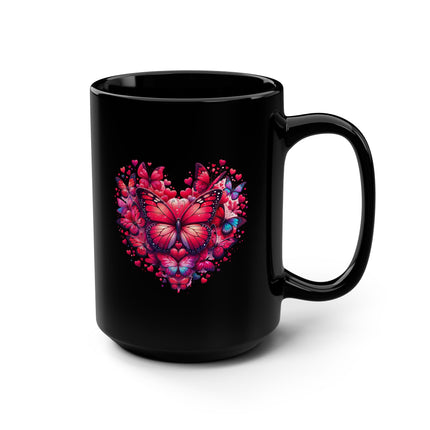 Butterfly Mug, 15oz - Heart Shaped Design, Gift for Her, Coffee Lover Gift, Unique Gift, Butterfly Teacup,