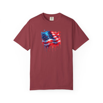 American Flag Graffiti Tee - Unisex T-shirt, Patriotic USA Shirt, Red White Blue Tee, Independence Day Top, Fourth of July Apparel