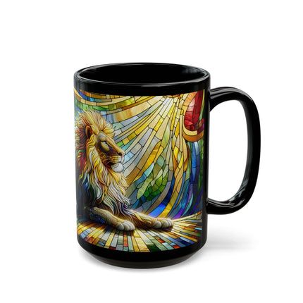 Stained-Glass Effect Mug, Lion Coffee Cup, Colorful Tea Mug, Glass Effect Drinkware, Animal Lover Gift, Gift for Her, Unique Gift
