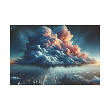 Canvas Wall Art, Cosmic Raincloud Cityscape, Stretched Matte Print, Home Decor, Office Decoration, Large Canvas Print, Gift, Home Decor