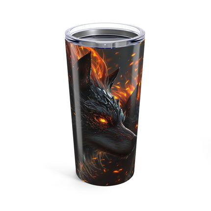Fire Wolves 20 oz Tumbler, Insulated Cup, Wolf Lover Gift, Stainless Steel Bottle, Animal Print Mug, Wildlife Design, Nature Gift