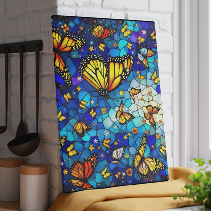Butterfly Glass Cutting Board, Stained Glass Effect Kitchen Decor, Unique Cheese Board, Serving Tray, Housewarming Gift, Hostess Gift