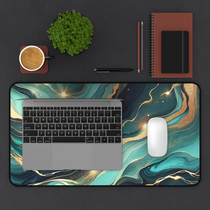 Desk Mat, Teal Marble Effect Mouse Pad, Desk Accessories, Office Decor, Home Office Supplies, Gaming Mouse Pad, Gamer