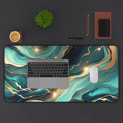 Desk Mat, Teal Marble Effect Mouse Pad, Desk Accessories, Office Decor, Home Office Supplies, Gaming Mouse Pad, Gamer