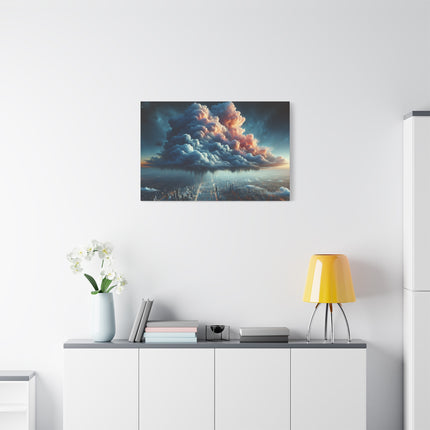 Canvas Wall Art, Cosmic Raincloud Cityscape, Stretched Matte Print, Home Decor, Office Decoration, Large Canvas Print, Gift, Home Decor