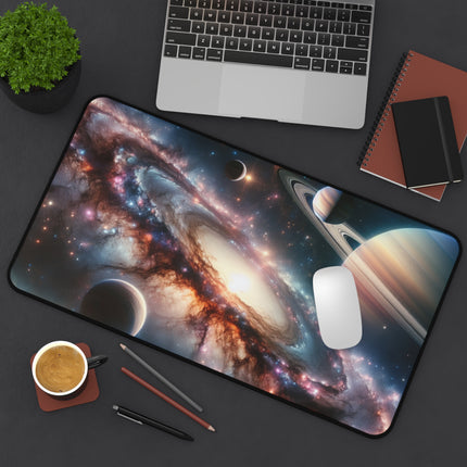 Cosmic Galaxy Desk Mat, Solar System Mouse Pad, Outer Space Keyboard Mat, Celestial Desk Accessory, Astronomical Desk Protector, Gamer Gift