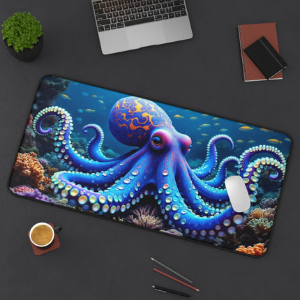 Purple Octopus Desk Mat, Octopus Mouse Pad, Ocean Animal Office Decor, Underwater Creature Work Desk Accessory, Sea Life Gaming Mousepad