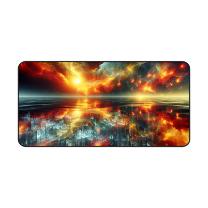 Celestial Solar Flare Seascape Desk Mat, Celestial Office Decor, Galaxy Desk Pad, Moon Desk Blotter, Starry Night Desk Mat, Ocean Desk