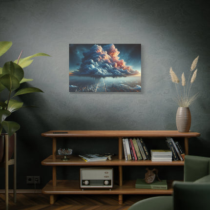 Canvas Wall Art, Cosmic Raincloud Cityscape, Stretched Matte Print, Home Decor, Office Decoration, Large Canvas Print, Gift, Home Decor