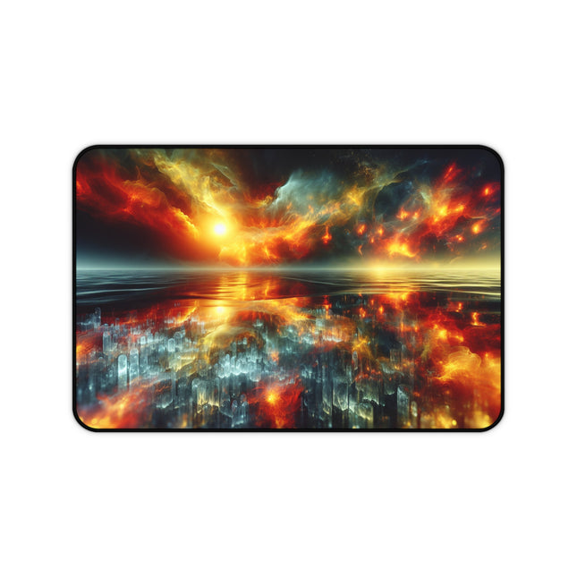 Celestial Solar Flare Seascape Desk Mat, Celestial Office Decor, Galaxy Desk Pad, Moon Desk Blotter, Starry Night Desk Mat, Ocean Desk
