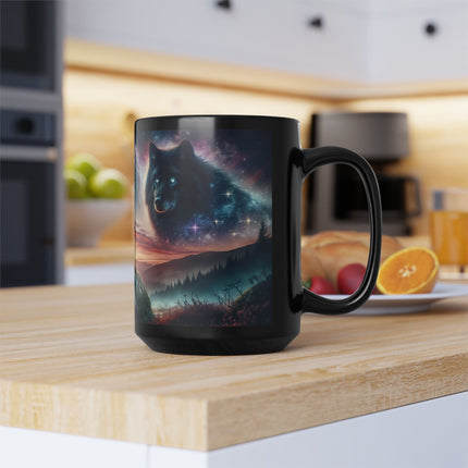 Black Mug, Sword in the Stone Black Wolf Coffee Mug, 15oz - Unique Drinkware for Coffee Lovers, Halloween Gifts, Gothic Home Decor, Kitchen