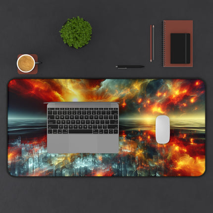 Celestial Solar Flare Seascape Desk Mat, Celestial Office Decor, Galaxy Desk Pad, Moon Desk Blotter, Starry Night Desk Mat, Ocean Desk