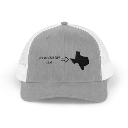 Funny Texas Snapback Cap, All My Exes Live Here Hat, Gift for Texans, Casual Trucker Cap, Outdoor Adventure Accessories, Humorous Cap