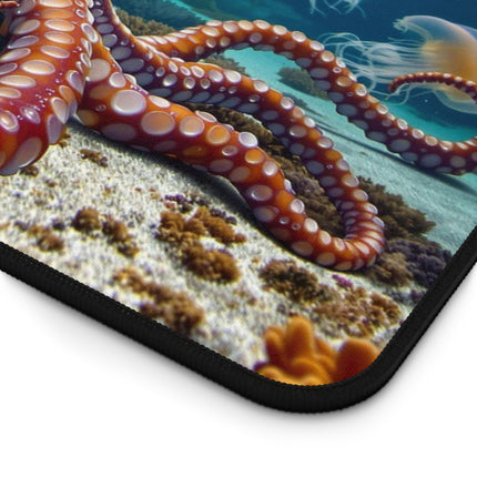 Octopus Jellyfish Desk Mat - Underwater Ocean Sea Creature Work Desk Pad, Gaming Mouse Pad, Desk Accessory, Home Office Decor, Gift